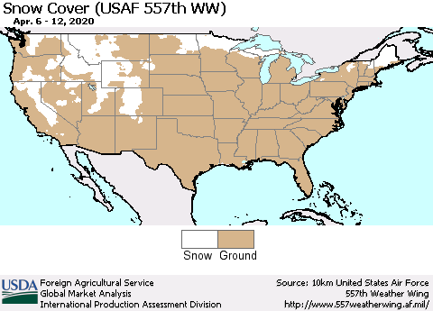 United States Snow Cover (USAF 557th WW) Thematic Map For 4/6/2020 - 4/12/2020