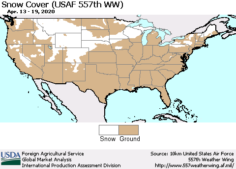 United States Snow Cover (USAF 557th WW) Thematic Map For 4/13/2020 - 4/19/2020