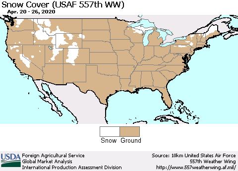 United States Snow Cover (USAF 557th WW) Thematic Map For 4/20/2020 - 4/26/2020