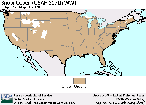 United States Snow Cover (USAF 557th WW) Thematic Map For 4/27/2020 - 5/3/2020