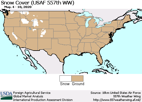 United States Snow Cover (USAF 557th WW) Thematic Map For 5/4/2020 - 5/10/2020