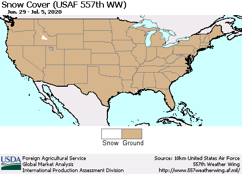 United States Snow Cover (USAF 557th WW) Thematic Map For 6/29/2020 - 7/5/2020