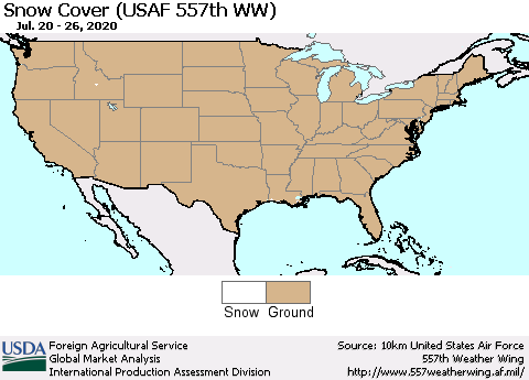 United States Snow Cover (USAF 557th WW) Thematic Map For 7/20/2020 - 7/26/2020