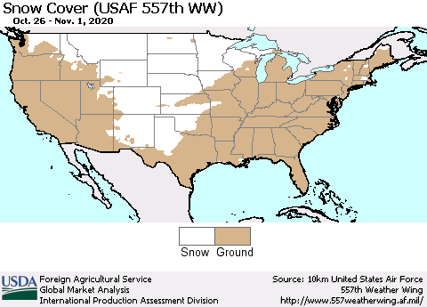 United States Snow Cover (USAF 557th WW) Thematic Map For 10/26/2020 - 11/1/2020
