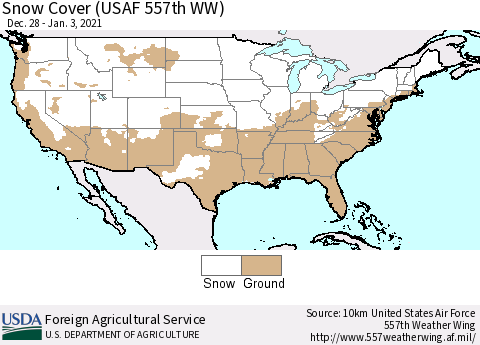 United States Snow Cover (USAF 557th WW) Thematic Map For 12/28/2020 - 1/3/2021