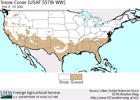 United States Snow Cover (USAF 557th WW) Thematic Map For 2/8/2021 - 2/14/2021