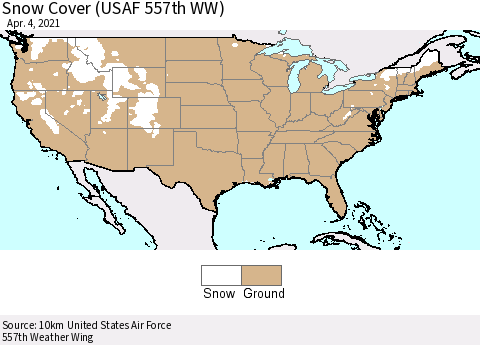 United States Snow Cover (USAF 557th WW) Thematic Map For 3/29/2021 - 4/4/2021