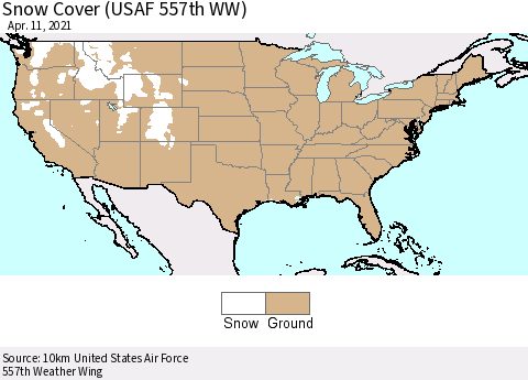 United States Snow Cover (USAF 557th WW) Thematic Map For 4/5/2021 - 4/11/2021