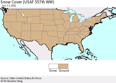 United States Snow Cover (USAF 557th WW) Thematic Map For 6/7/2021 - 6/13/2021