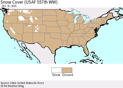 United States Snow Cover (USAF 557th WW) Thematic Map For 10/25/2021 - 10/31/2021