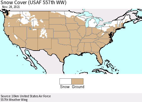 United States Snow Cover (USAF 557th WW) Thematic Map For 11/22/2021 - 11/28/2021