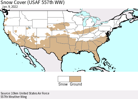 United States Snow Cover (USAF 557th WW) Thematic Map For 1/3/2022 - 1/9/2022
