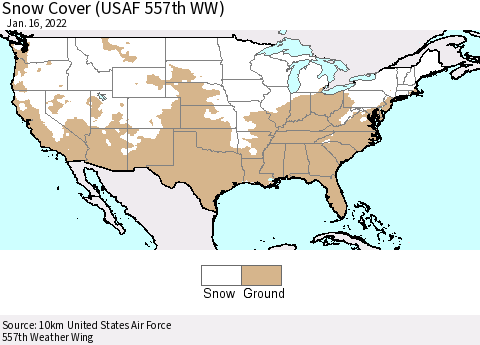 United States Snow Cover (USAF 557th WW) Thematic Map For 1/10/2022 - 1/16/2022