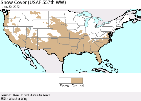 United States Snow Cover (USAF 557th WW) Thematic Map For 1/24/2022 - 1/30/2022