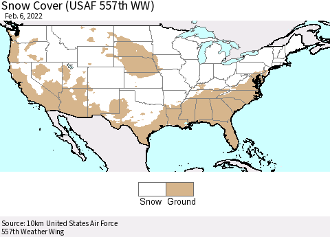 United States Snow Cover (USAF 557th WW) Thematic Map For 1/31/2022 - 2/6/2022