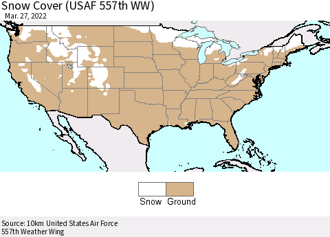 United States Snow Cover (USAF 557th WW) Thematic Map For 3/21/2022 - 3/27/2022