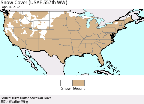 United States Snow Cover (USAF 557th WW) Thematic Map For 4/18/2022 - 4/24/2022