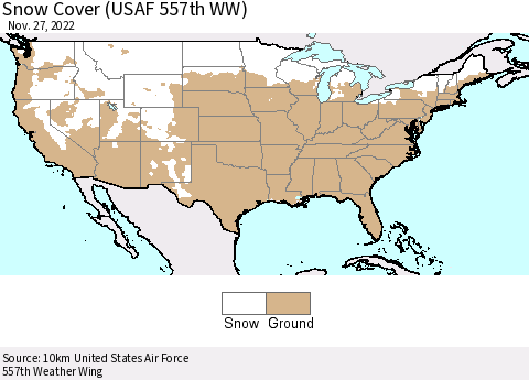 United States Snow Cover (USAF 557th WW) Thematic Map For 11/21/2022 - 11/27/2022