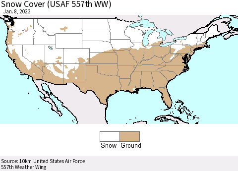 United States Snow Cover (USAF 557th WW) Thematic Map For 1/2/2023 - 1/8/2023