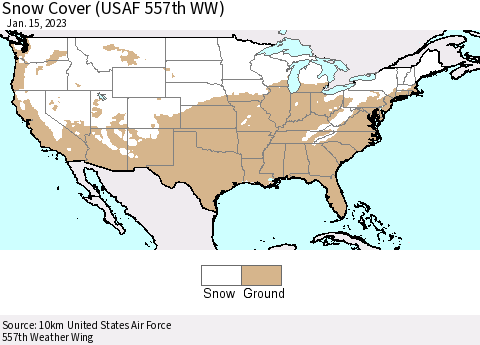 United States Snow Cover (USAF 557th WW) Thematic Map For 1/9/2023 - 1/15/2023