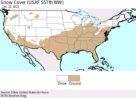 United States Snow Cover (USAF 557th WW) Thematic Map For 1/16/2023 - 1/22/2023