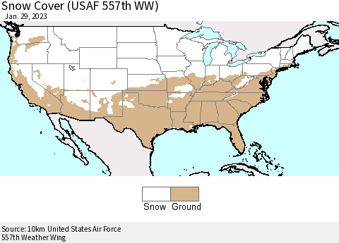 United States Snow Cover (USAF 557th WW) Thematic Map For 1/23/2023 - 1/29/2023