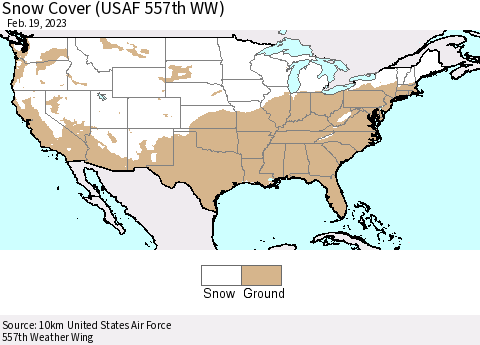 United States Snow Cover (USAF 557th WW) Thematic Map For 2/13/2023 - 2/19/2023