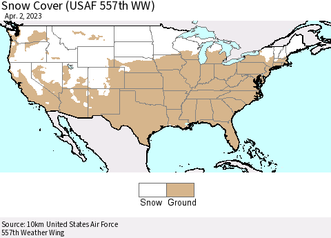 United States Snow Cover (USAF 557th WW) Thematic Map For 3/27/2023 - 4/2/2023