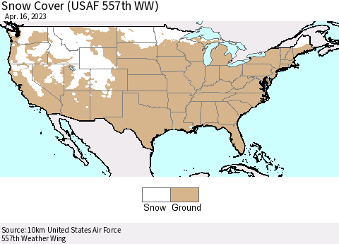 United States Snow Cover (USAF 557th WW) Thematic Map For 4/10/2023 - 4/16/2023