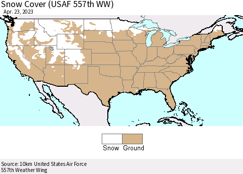 United States Snow Cover (USAF 557th WW) Thematic Map For 4/17/2023 - 4/23/2023