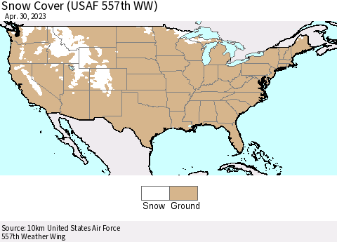 United States Snow Cover (USAF 557th WW) Thematic Map For 4/24/2023 - 4/30/2023