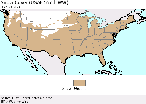 United States Snow Cover (USAF 557th WW) Thematic Map For 10/23/2023 - 10/29/2023