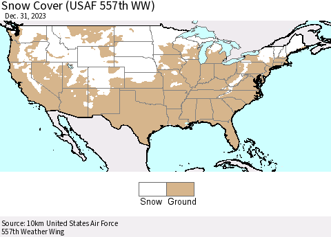 United States Snow Cover (USAF 557th WW) Thematic Map For 12/25/2023 - 12/31/2023