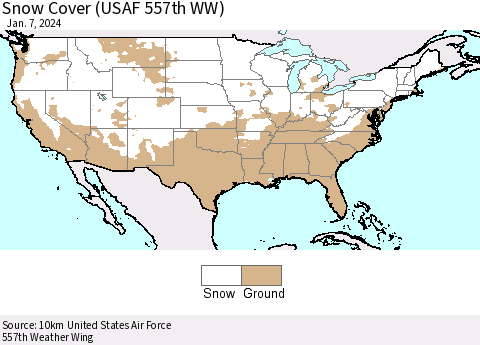 United States Snow Cover (USAF 557th WW) Thematic Map For 1/1/2024 - 1/7/2024