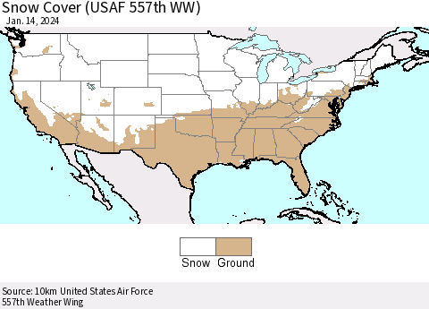 United States Snow Cover (USAF 557th WW) Thematic Map For 1/8/2024 - 1/14/2024