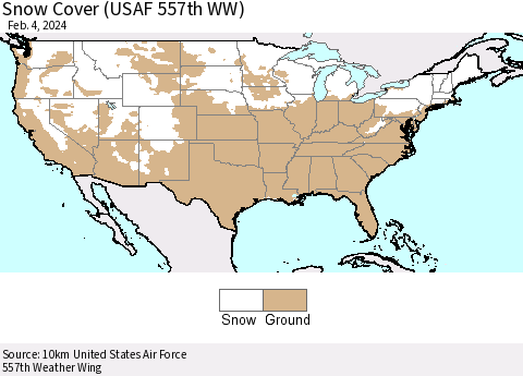United States Snow Cover (USAF 557th WW) Thematic Map For 1/29/2024 - 2/4/2024