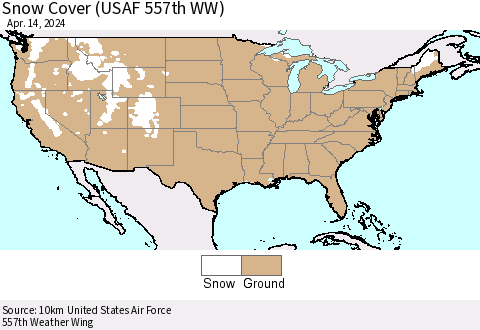 United States Snow Cover (USAF 557th WW) Thematic Map For 4/8/2024 - 4/14/2024