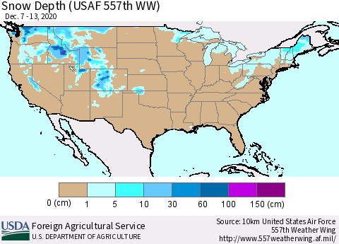 United States Snow Depth (USAF 557th WW) Thematic Map For 12/7/2020 - 12/13/2020