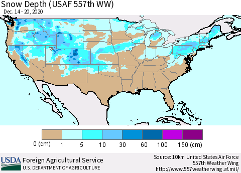 United States Snow Depth (USAF 557th WW) Thematic Map For 12/14/2020 - 12/20/2020