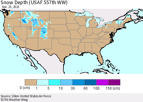 United States Snow Depth (USAF 557th WW) Thematic Map For 4/19/2021 - 4/25/2021