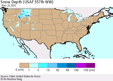 United States Snow Depth (USAF 557th WW) Thematic Map For 5/17/2021 - 5/23/2021