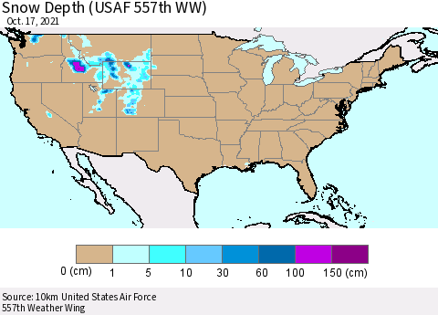 United States Snow Depth (USAF 557th WW) Thematic Map For 10/11/2021 - 10/17/2021