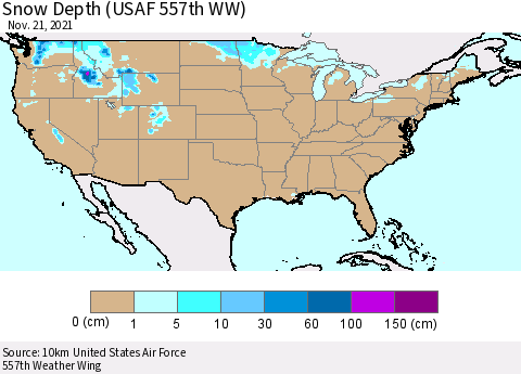 United States Snow Depth (USAF 557th WW) Thematic Map For 11/15/2021 - 11/21/2021