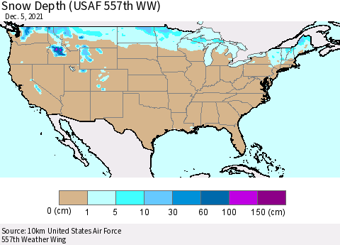 United States Snow Depth (USAF 557th WW) Thematic Map For 11/29/2021 - 12/5/2021