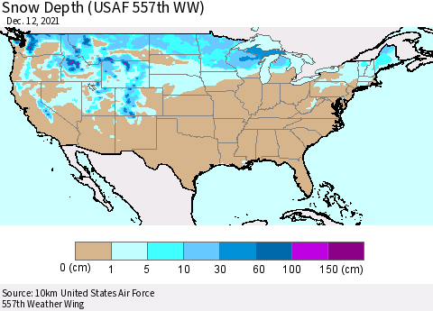 United States Snow Depth (USAF 557th WW) Thematic Map For 12/6/2021 - 12/12/2021