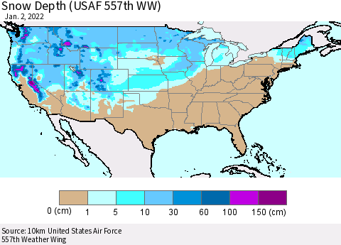 United States Snow Depth (USAF 557th WW) Thematic Map For 12/27/2021 - 1/2/2022