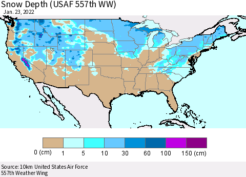 United States Snow Depth (USAF 557th WW) Thematic Map For 1/17/2022 - 1/23/2022