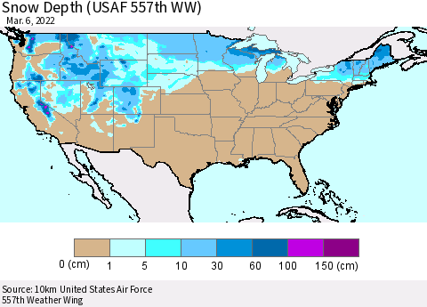 United States Snow Depth (USAF 557th WW) Thematic Map For 2/28/2022 - 3/6/2022