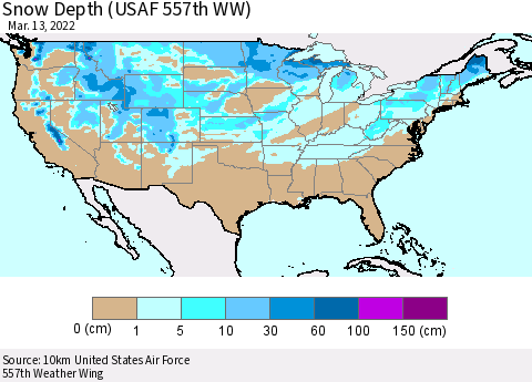 United States Snow Depth (USAF 557th WW) Thematic Map For 3/7/2022 - 3/13/2022