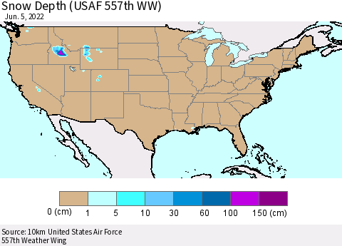 United States Snow Depth (USAF 557th WW) Thematic Map For 5/30/2022 - 6/5/2022